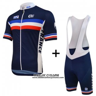 2016 Maillot Ciclismo France Bleu et Blanc Manches Courtes et Cuissard