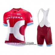 2016 Maillot Ciclismo Katusha Alpecin Blanc et Rouge Manches Courtes et Cuissard