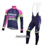 2016 Maillot Ciclismo Lampre Bleu et Rose Manches Longues et Cuissard