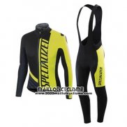 2016 Maillot Ciclismo Specialized Ml Noir et Jaune Manches Longues et Cuissard