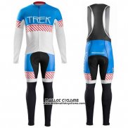 2016 Maillot Ciclismo Trek Bontrager Bleu et Blanc Manches Longues et Cuissard