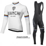 2017 Maillot Ciclismo Bianchi Milano Ml Blanc Manches Longues et Cuissard