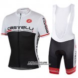 2017 Maillot Ciclismo Castelli Blanc et Noir Manches Courtes et Cuissard