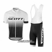 2017 Maillot Ciclismo Scott Blanc et Noir Manches Courtes et Cuissard