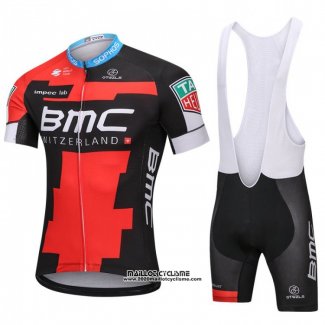 2018 Maillot Ciclismo BMC Rouge et Noir Manches Courtes et Cuissard