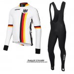 2018 Maillot Ciclismo Belgique Blanc Manches Longues et Cuissard