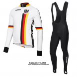 2018 Maillot Ciclismo Belgique Blanc Manches Longues et Cuissard