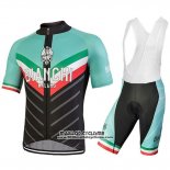 2018 Maillot Ciclismo Bianchi Tiera Lumiere Vert et Noir Manches Courtes et Cuissard