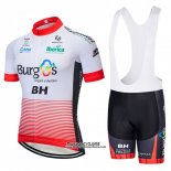 2018 Maillot Ciclismo Burgos BH Blanc et Rouge Manches Courtes et Cuissard