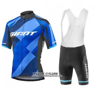 2018 Maillot Ciclismo Giant Elevate Bleu et Noir Manches Courtes et Cuissard