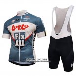 2018 Maillot Ciclismo Lotto Fix All Blanc Bleu Manches Courtes et Cuissard