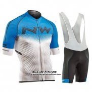 2018 Maillot Ciclismo Northwave Bleu et Blanc Manches Courtes et Cuissard