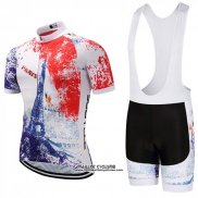 2018 Maillot Ciclismo Sobycle Blanc Orange Bleu Manches Courtes et Cuissard