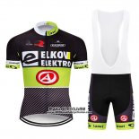 2019 Maillot Ciclismo Elkov Elektro Noir Vert Manches Courtes et Cuissard