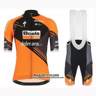 2019 Maillot Ciclismo Femme Boels Dolmans Orange Manches Courtes et Cuissard