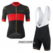 2019 Maillot Ciclismo Lecol Noir Rouge Manches Courtes et Cuissard