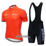 2019 Maillot Ciclismo STRAVA Orange Manches Courtes et Cuissard