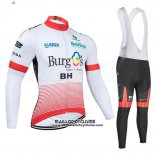 2020 Maillot Ciclismo Burgos BH Blanc et Rouge Manches Longues et Cuissard