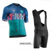 2020 Maillot Ciclismo Northwave Bleu Vert Manches Courtes et Cuissard