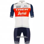 2020 Maillot Ciclismo Trek Segafredo Blanc Profond Bleu Manches Courtes et Cuissard