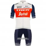 2020 Maillot Ciclismo Trek Segafredo Blanc Profond Bleu Manches Courtes et Cuissard