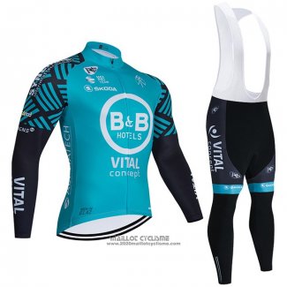 2021 Maillot Cyclisme Vital Concept-bb Hotels Bleu Clair Manches Longues et Cuissard