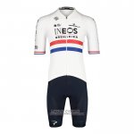 2022 Maillot Cyclisme British Champion Ineos Bleu Blanc Manches Courtes et Cuissard