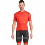 2022 Maillot Cyclisme Scott Rouge Manches Courtes et Cuissard