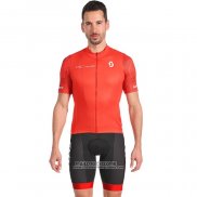 2022 Maillot Cyclisme Scott Rouge Manches Courtes et Cuissard