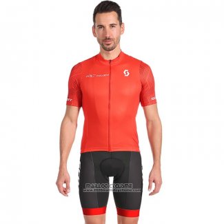 2022 Maillot Cyclisme Scott Rouge Manches Courtes et Cuissard