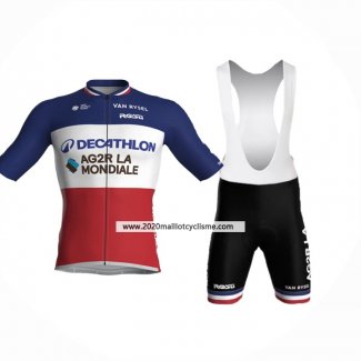 2024 Maillot Cyclisme Ag2r La Mondiale Rouge Blanc Bleu Manches Courtes Et Cuissard