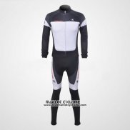 2011 Maillot Ciclismo Giordana Blanc et Noir Manches Longues et Cuissard