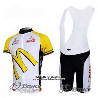 2011 Maillot Ciclismo McDonalds Blanc et Jaune Manches Courtes et Cuissard