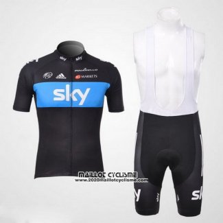 2012 Maillot Ciclismo Sky Noir et Azur Manches Courtes et Cuissard