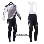 2013 Maillot Ciclismo Fox Blanc et Gris Manches Longues et Cuissard