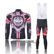 2013 Maillot Ciclismo Rock Racing Noir et Rouge Manches Longues et Cuissard