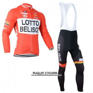 2014 Maillot Ciclismo Lotto Belisol Orange Manches Longues et Cuissard