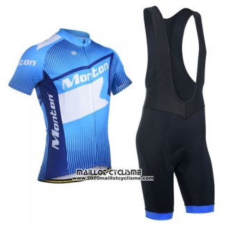 2014 Maillot Ciclismo Monton Blanc et Bleu Manches Courtes et Cuissard