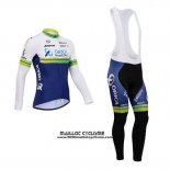 2014 Maillot Ciclismo Orica GreenEDGE Blanc et Bleu Manches Longues et Cuissard