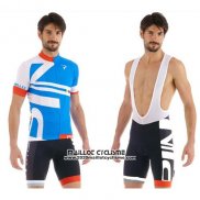 2015 Maillot Ciclismo Pinarello Blanc et Bleu Manches Courtes et Cuissard