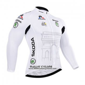 2015 Maillot Ciclismo Tour de France Blanc Manches Longues et Cuissard