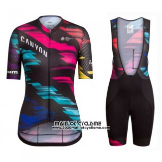 2016 Maillot Ciclismo Femme Canyon Noir et Rouge Manches Courtes et Cuissard