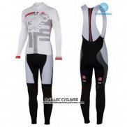 2016 Maillot Ciclismo Femme Castelli Blanc et Rouge Manches Longues et Cuissard