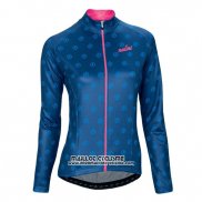 2016 Maillot Ciclismo Femme Nalini Rose et Bleu Manches Longues et Cuissard