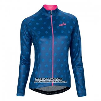 2016 Maillot Ciclismo Femme Nalini Rose et Bleu Manches Longues et Cuissard