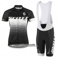 2016 Maillot Ciclismo Femme Scott Noir et Blanc Manches Courtes et Cuissard