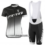 2016 Maillot Ciclismo Femme Scott Noir et Gris Manches Courtes et Cuissard