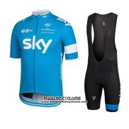 2016 Maillot Ciclismo Sky Azur et Blanc Manches Courtes et Cuissard