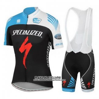 2016 Maillot Ciclismo Specialized Azur et Noir Manches Courtes et Cuissard