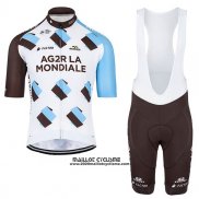 2017 Maillot Ciclismo Ag2r Marron et Blanc Manches Courtes et Cuissard